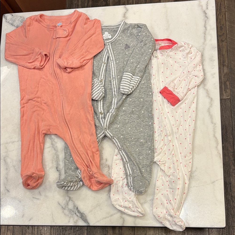 GAP Kids Footies - Coral, Gray, and Cream